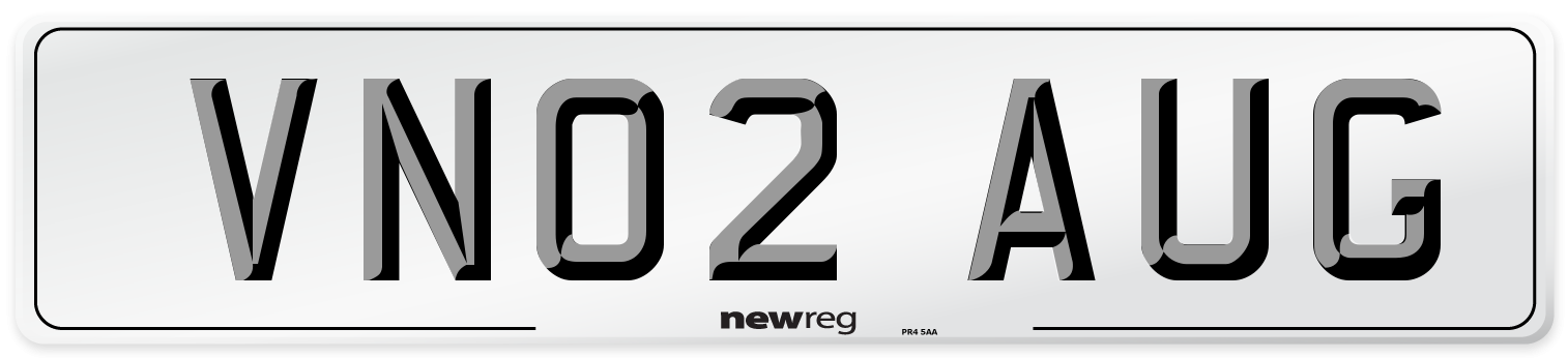 VN02 AUG Number Plate from New Reg